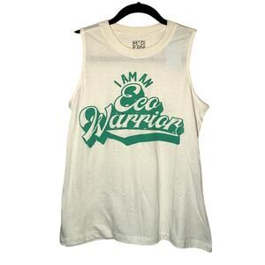 Modern Lux - Eco Warrior Cream Green Graphic Tank Top - XS